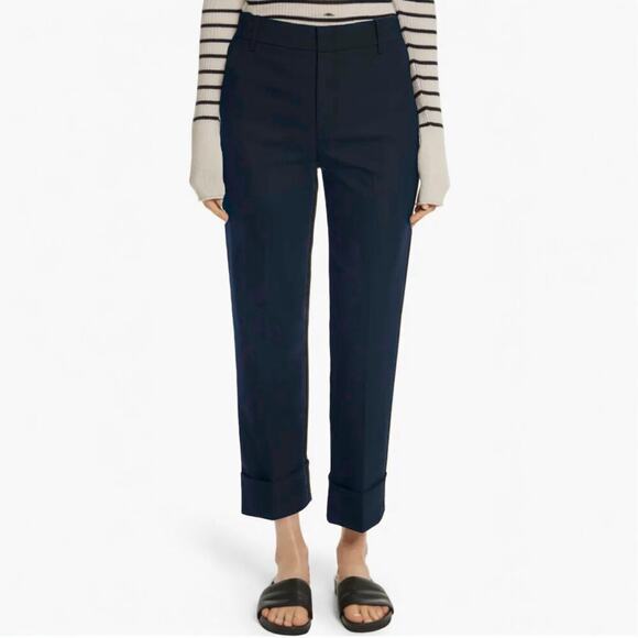 Vince Pants - Vince Cuffed Coin Pocket Trousers Navy Blue Wool Straight Leg Work Pants size 4